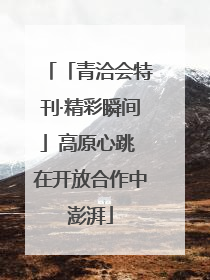 「青洽会特刊·精彩瞬间」高原心跳 在开放合作中澎湃