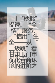“秒批”提速、“全情”服务、“信用”生金——从“三级跳”看甘肃玉门市优化营商环境的进阶之路