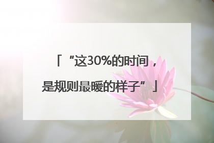 “这30%的时间，是规则最暖的样子”