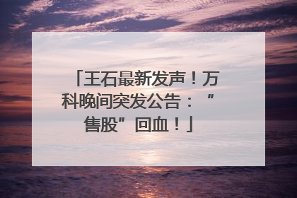 王石最新发声！万科晚间突发公告：“售股”回血！