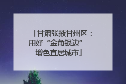 甘肃张掖甘州区：用好“金角银边” 增色宜居城市