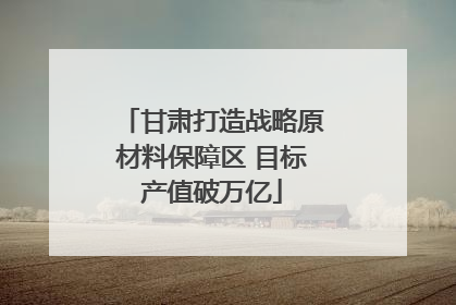 甘肃打造战略原材料保障区 目标产值破万亿