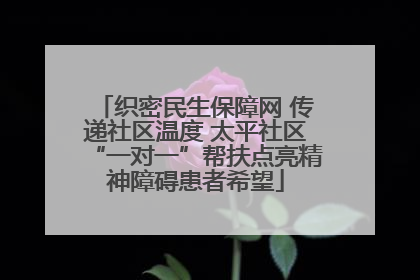织密民生保障网 传递社区温度 太平社区“一对一”帮扶点亮精神障碍患者希望