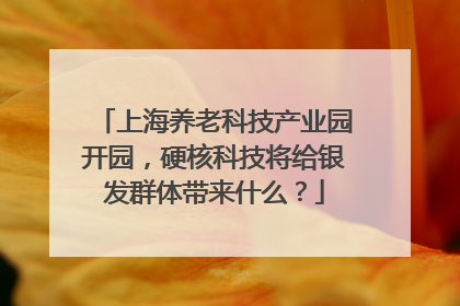 上海养老科技产业园开园，硬核科技将给银发群体带来什么？