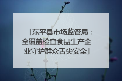 东平县市场监管局：全覆盖检查食品生产企业守护群众舌尖安全