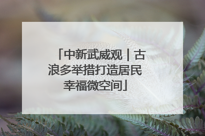 中新武威观｜古浪多举措打造居民幸福微空间