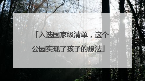 入选国家级清单，这个公园实现了孩子的想法