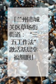 兰州市城关区草场街街道：“三五工作法”激活基层幸福细胞