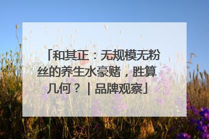 和其正：无规模无粉丝的养生水豪赌，胜算几何？｜品牌观察