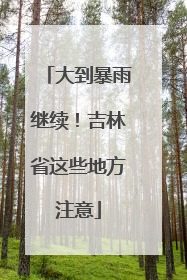 大到暴雨继续！吉林省这些地方注意