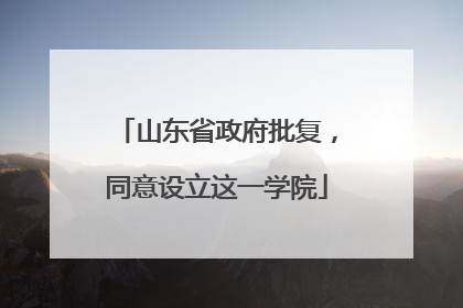 山东省政府批复，同意设立这一学院