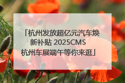杭州发放超亿元汽车焕新补贴 2025CMS杭州车展端午等你来逛