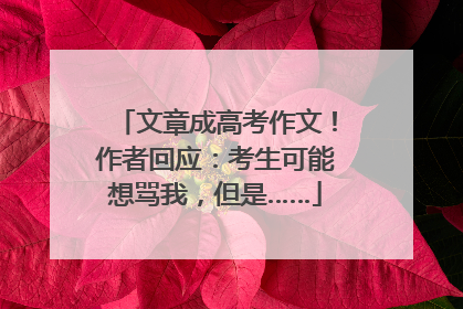 文章成高考作文！作者回应：考生可能想骂我，但是……