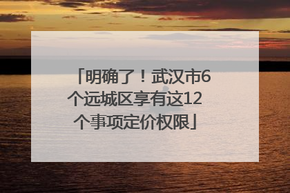 明确了！武汉市6个远城区享有这12个事项定价权限