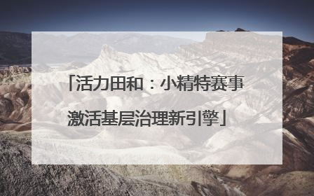 活力田和：小精特赛事激活基层治理新引擎