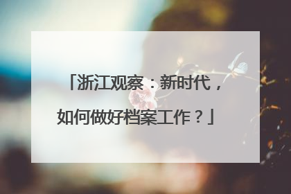 浙江观察：新时代，如何做好档案工作？