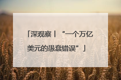 深观察丨“一个万亿美元的愚蠢错误”