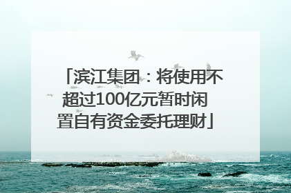 滨江集团：将使用不超过100亿元暂时闲置自有资金委托理财