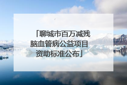 聊城市百万减残脑血管病公益项目资助标准公布