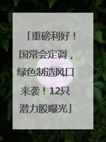 重磅利好！国常会定调，绿色制造风口来袭！12只潜力股曝光