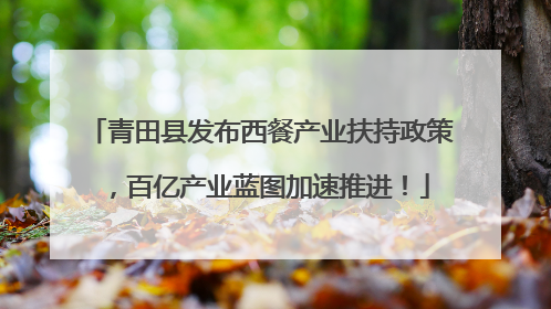 青田县发布西餐产业扶持政策，百亿产业蓝图加速推进！