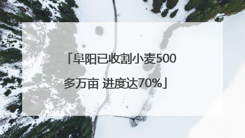 阜阳已收割小麦500多万亩 进度达70%
