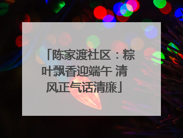陈家渡社区：粽叶飘香迎端午 清风正气话清廉