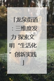 龙泉街道：三维度发力 探索文明“生活化”创新实践