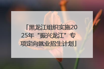黑龙江组织实施2025年“振兴龙江”专项定向就业招生计划