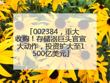 002384，重大收购！存储器巨头官宣大动作，投资扩大至1500亿美元